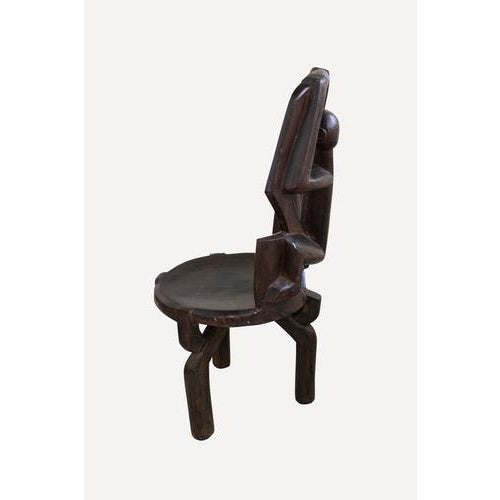 Makonde Chair in Wood For Sale - Image 4 of 5