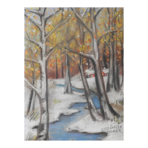 Small Early 20th Century Winter Landscape Pastel Painting
