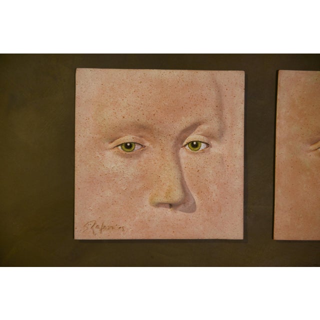 Rafazzi, Ceramic Painting with Four Faces, 2000s, Paint & Canvas For Sale - Image 3 of 9