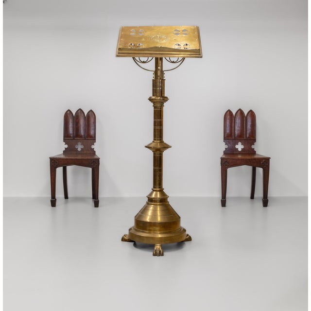 Late Victorian Brass Standing Church Gothic Lectern For Sale - Image 3 of 18