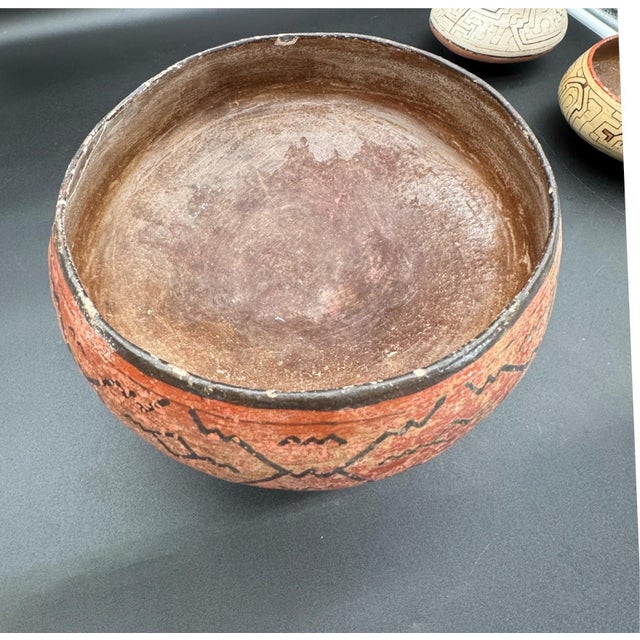 Peruvian Shapido Conido Style Polychrome Red Clay Pottery Vessel For Sale - Image 10 of 16