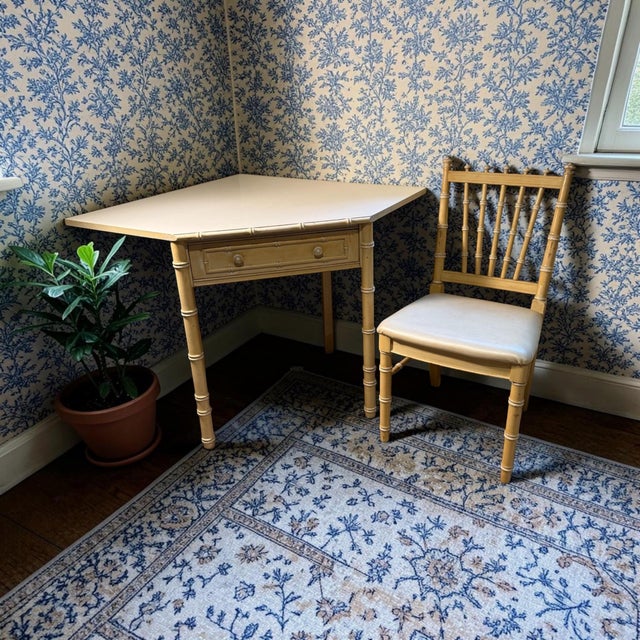 1970s Corner Desk and Chair Thomasville Allegro Faux Bambo 1966 For Sale - Image 5 of 18