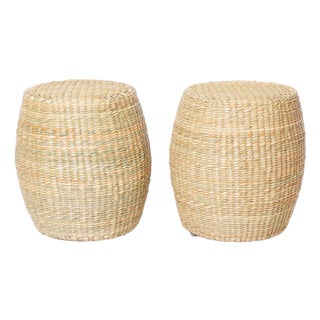 Pair of Woven Reed Garden Seats For Sale