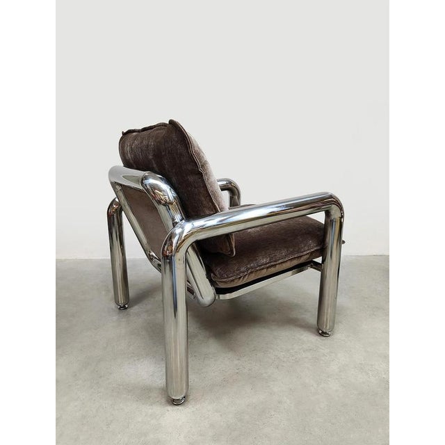 Textile Chrome Armchair in Velvet Brown by Hkliving For Sale - Image 7 of 7