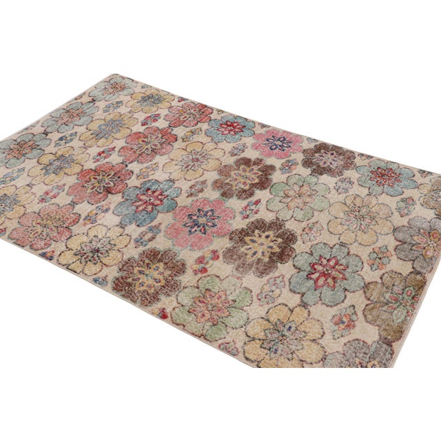 Rug & Kilim Vintage Zeki Müren Rug With Polychromatic Floral Medallions From Rug & Kilim For Sale - Image 4 of 8