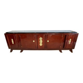 Masterpiece French Art Deco Rosewood Sideboard Sign by Jules Leleu 1930s For Sale