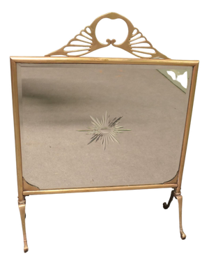 Art Deco Brass Sunburst Mirror Fire Screen, 1990s