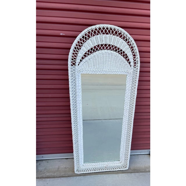 White Vintage Henry Link Style White Wicker Mirror For Sale - Image 8 of 8