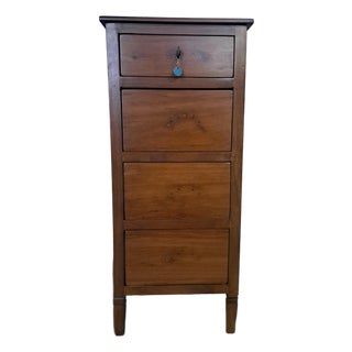 Narrow Walnut Chest of Drawers, 1980s For Sale