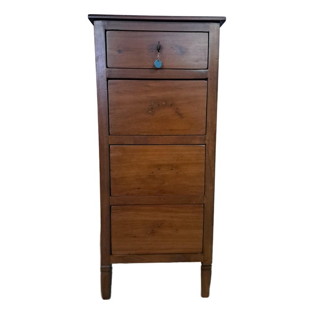 Narrow Walnut Chest of Drawers, 1980s For Sale
