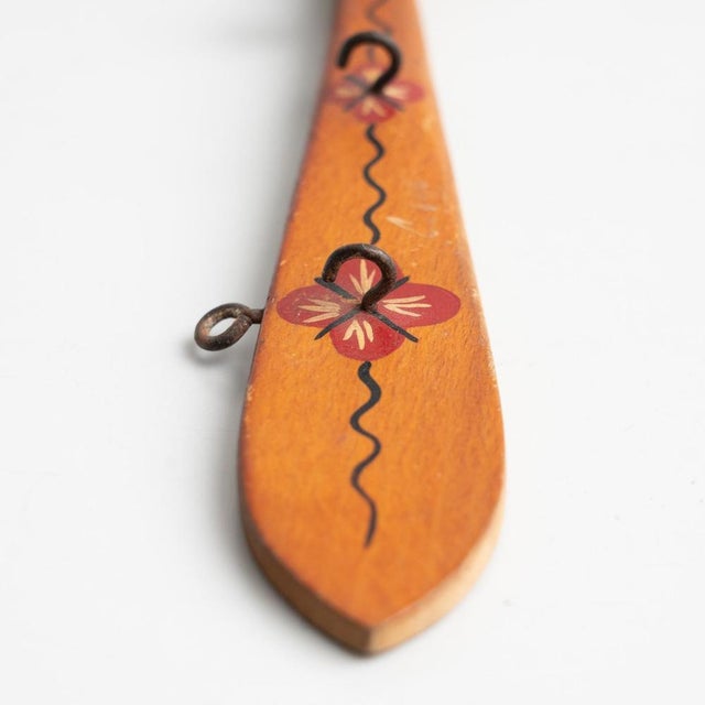 Red Traditional Rustic Wood Hand Painted Spoon Artwork from Spain, 1970s For Sale - Image 8 of 16