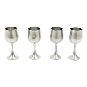 Vintage Authentic Royal Selangor Satin Finish Solid Pewter Mini Stemware Goblets - 4 Pieces