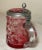Rare Antique Hand Cut to Clear Ruby Glass Pewter Czech Lidded Beer Stein Mug For Sale - Image 4 of 12