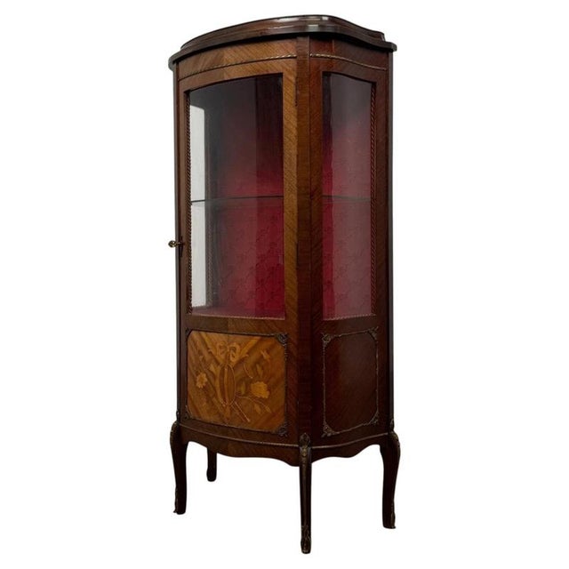 2000 - 2009 Antique Early 20th Century French Mahogany Display Vitrine Cabinet For Sale - Image 5 of 11