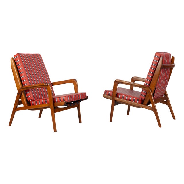 Italian Armchairs with Adjustable Backrest, 1950s, Set of 2 For Sale