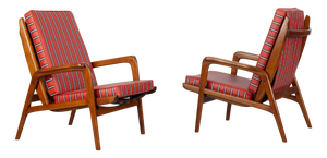 Italian Armchairs with Adjustable Backrest, 1950s, Set of 2