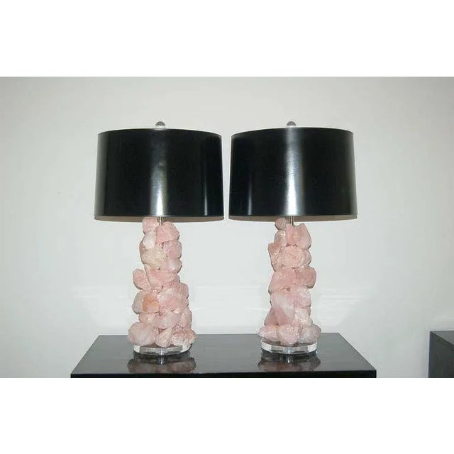 This beautiful pair of ROSE PINK cluster lamps is made of tumbled Brazilian Quartz. ROCK CANDY - eco-friendly art pieces...