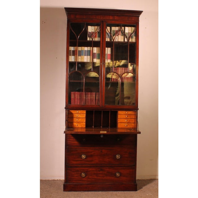Mahogany Bookcase with Secretary, 18th Century For Sale - Image 14 of 14