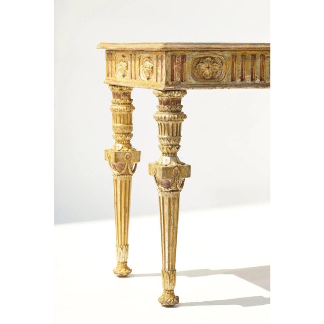 18th c. Italian Silver-leafed Console with faux marble top 50"L 23"d 35"H