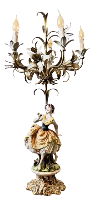 Vintage Handcrafted Torchiere Candelabra Lamp