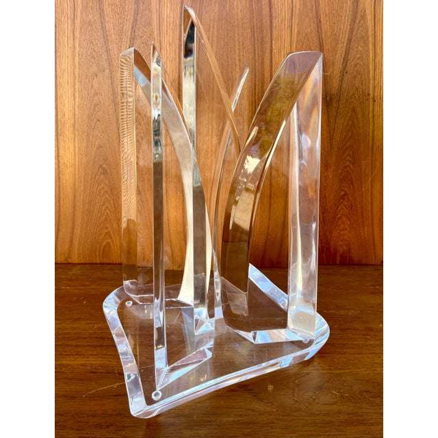 Large Mid-Century Modern Abstract Lucite Sculpture in the Hivo Van Teal's Style. Circa 1970s Features five three-...