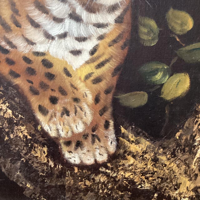Vintage Wildlife Oil Painting on Canvas "Leopard Cub" Signed Framed For Sale - Image 11 of 12