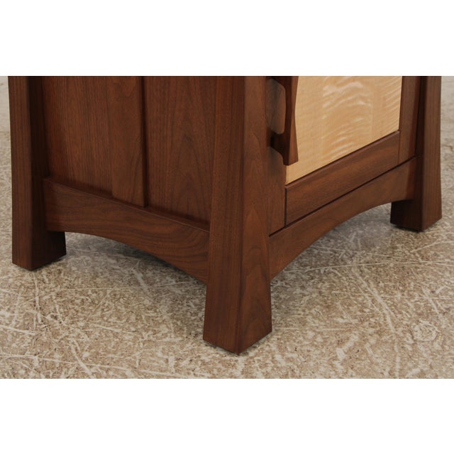 Pair of Studio Crafted Tiger Maple & Walnut Nightstands For Sale - Image 12 of 14