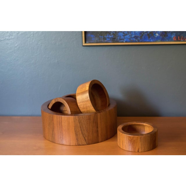 Mid century modern decorative staved salad serving bowls designed by Jens Harald Quistgaard for Dansk, Denmark circa...