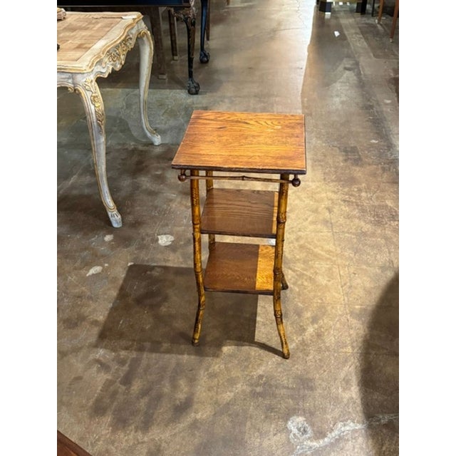 Wood Vintage Italian Bamboo and Oak Side Table For Sale - Image 7 of 7