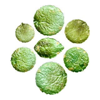 Antique Lettuce Leaf Porcelain Dishes, Royal Bayreuth, Set of 7 For Sale