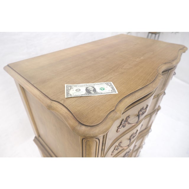 Late 20th Century Pickled Solid Cherry Country French 6 Drawers High Chest Boy Dresser MINT! For Sale - Image 5 of 16