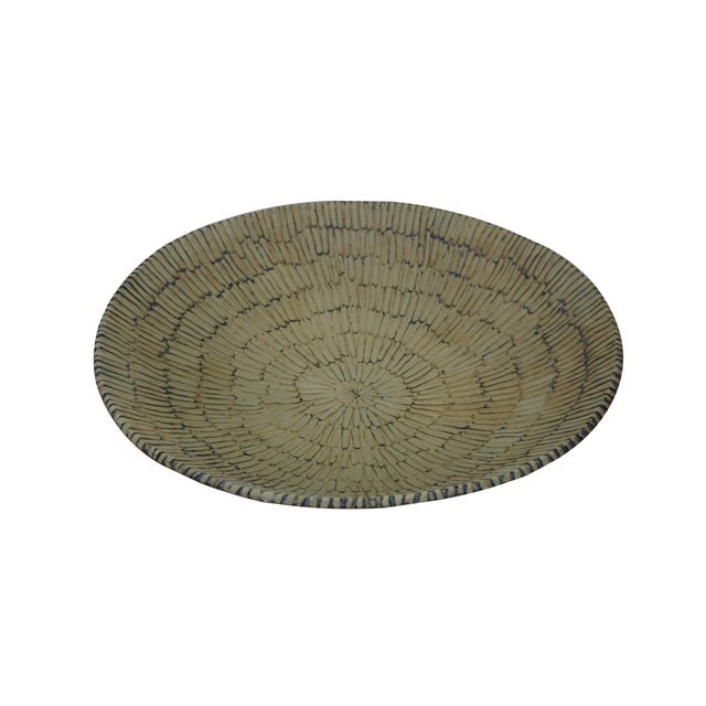 Modern Yelyn Vivoni Modern Ceramic Clay Decorative Bowl Platter Basket Centerpiece 19" For Sale - Image 3 of 11