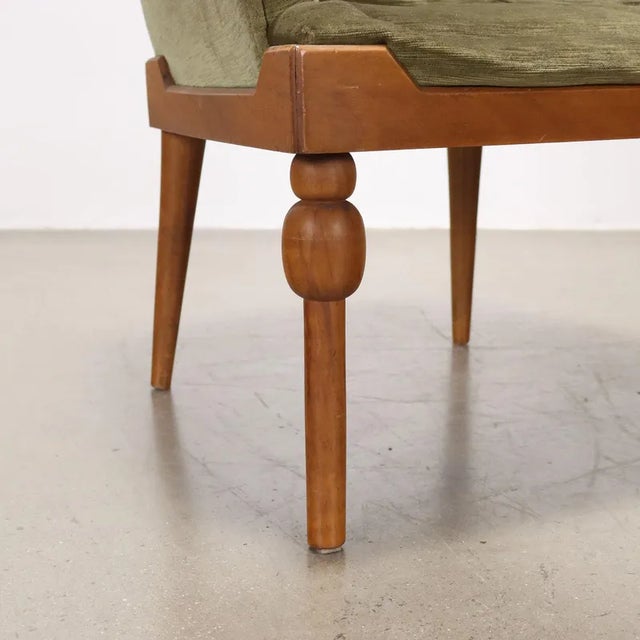 Textile Velvet & Wood Armchair, 1960s For Sale - Image 7 of 11