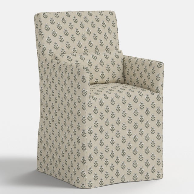 Spritely Home Slipcover for Stoffer Home x Cloth & Company for Lindy Dining Armchair in Francie Floral Sage For Sale - Image 4 of 8