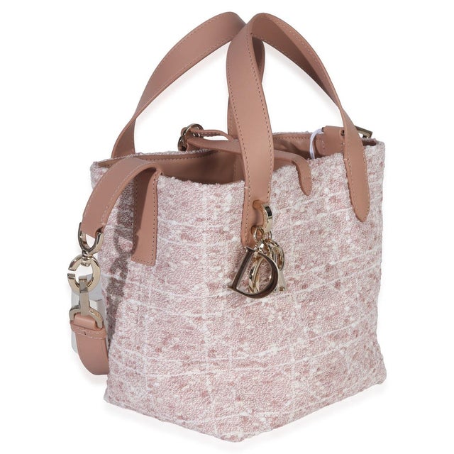 Contemporary Rose Des Vents Tweed Small Toujours Vertical Tote For Sale - Image 3 of 7