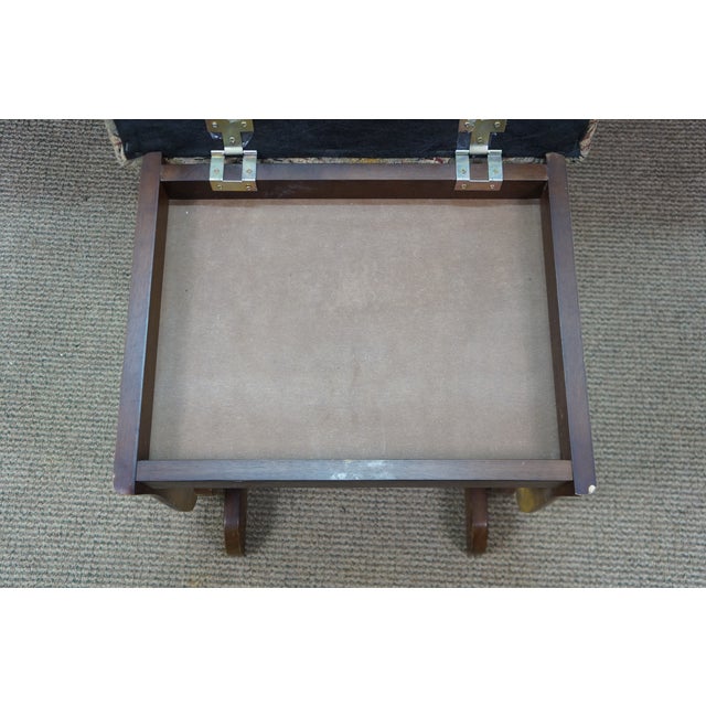 Vintage Oak Gliding Rocking Footstool Foot Rest Storage Ottoman 20" For Sale - Image 18 of 18