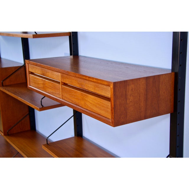 Wood Danish Wall Unit in Teak by Poul Cadovius for Royal System, Denmark, 1960s For Sale - Image 7 of 12