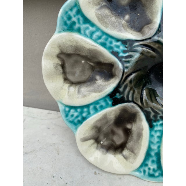 French French Majolica Oyster Plate Orchies, Circa 1910 For Sale - Image 3 of 7