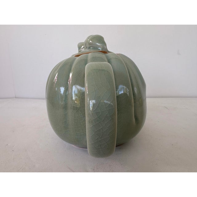 1990s Vintage Takahashi San Francisco Celadon Green Crackle Glaze Teapot, Japan For Sale - Image 5 of 9