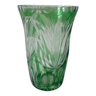 Vintage Cut Crystal Mid Century Vase For Sale
