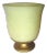 Vintage Hollywood Regency Faux Alabaster Gold Ribbed Metal Pedestal Base Wastebasket For Sale