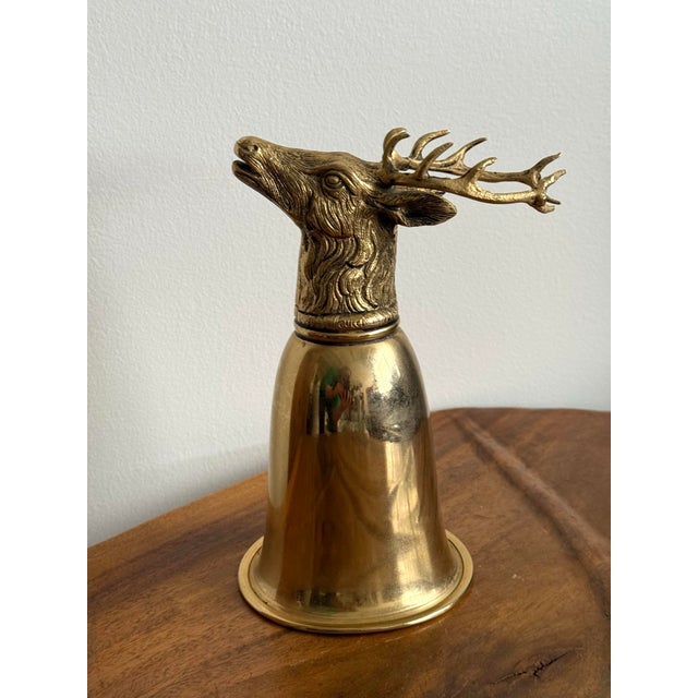 Rustic European 1970s Gucci Deer Stag Brass Stirrup Cup For Sale - Image 3 of 11