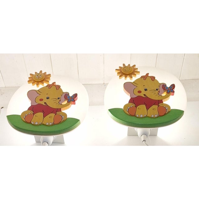 Vintage Italian Children's Room Wall Lamps by Aracne, 1990s, Set of 2, in Very Good conditions. Designed 1990 to 1999 This...