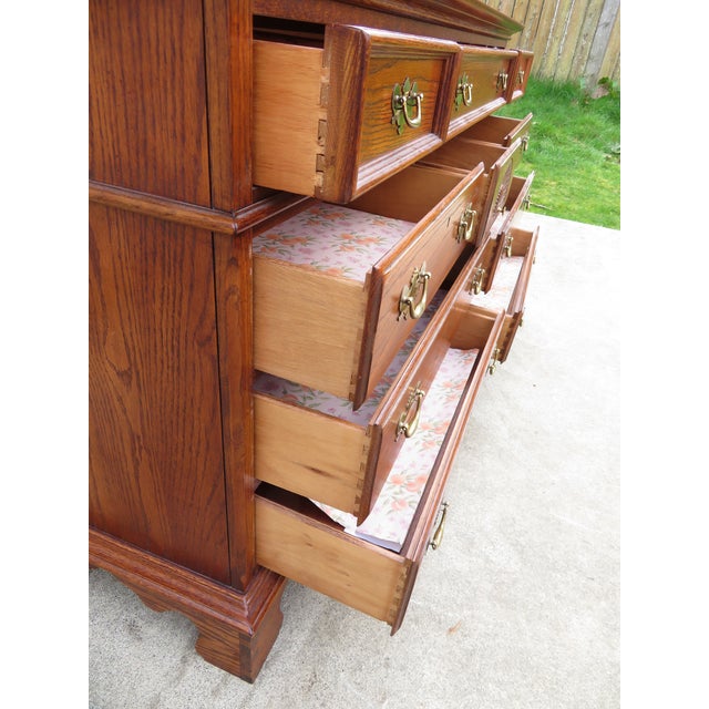 Vintage 10 Drawer Lowboy Triple Dresser ~ Chippendale Style ~ Hollywood Regency Bedroom Furniture For Sale - Image 9 of 12