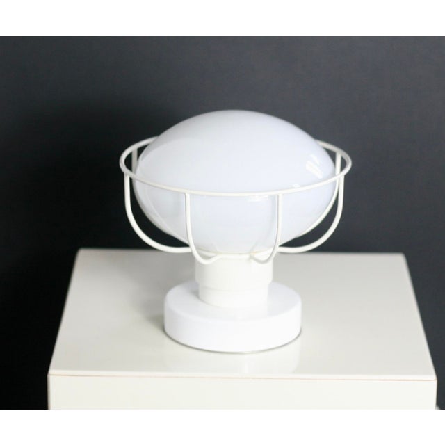 White Lacquered Metal and Glass Globe Lamp, 1980s For Sale - Image 6 of 10