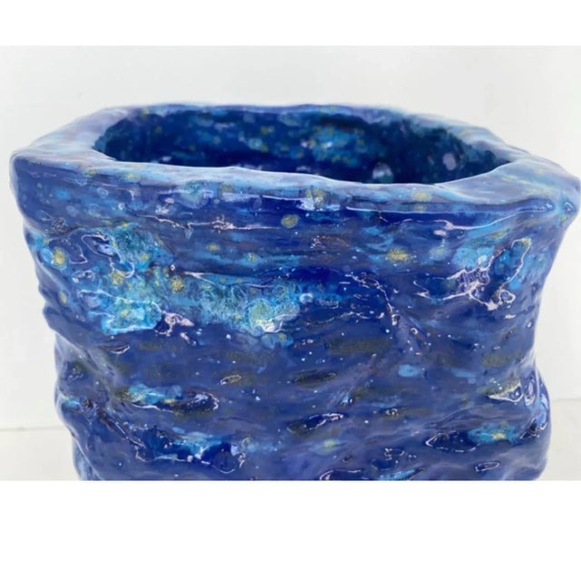 Royal Blue Handmade Sculptural Glazed Ceramic Umbrella Stand by Rexx Fischer 2024 For Sale - Image 8 of 9