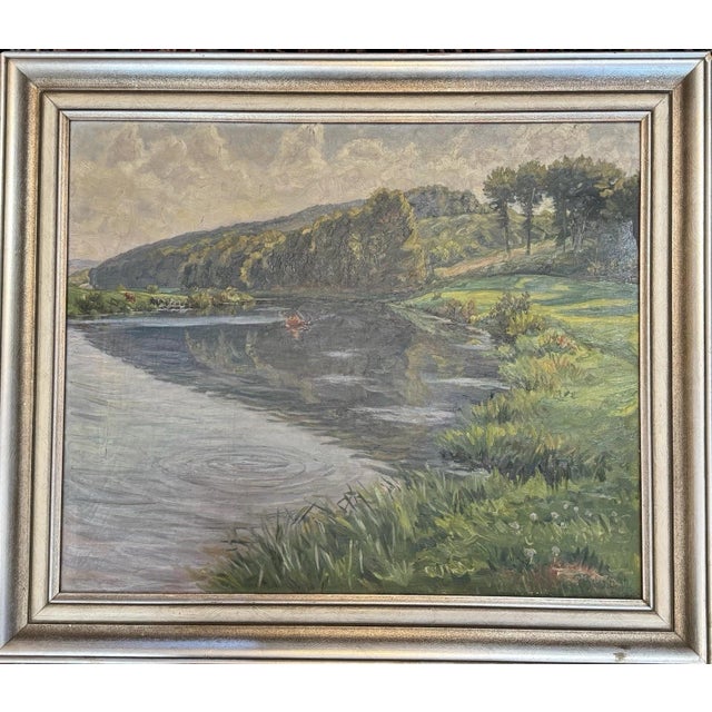 1930s Schocketal with Fulda, Scholz Paul, 56 on the River Kassel, 1937, Oil on Canvas, Framed For Sale - Image 5 of 13