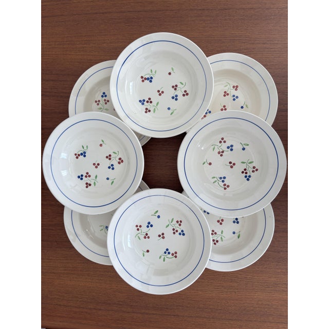 Beige Vintage Red and Blue Odile Soup Plates from KG Lunéville, 1950s, Set of 8 For Sale - Image 8 of 8