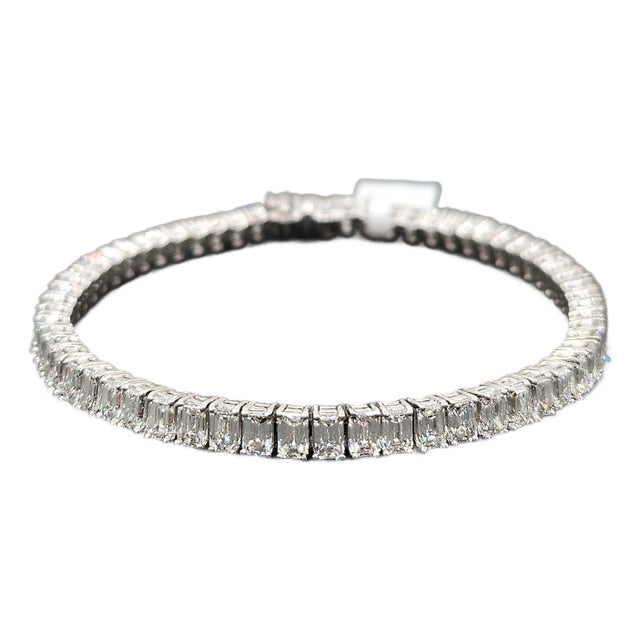 11.30 Ct Emerald Cut Diamond Tennis Bracelet For Sale