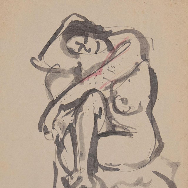 1960s 'Seated Nude', Paris, Louvre, Académie Chaumière Et Etrangères, Lacma, Sfaa For Sale - Image 5 of 7